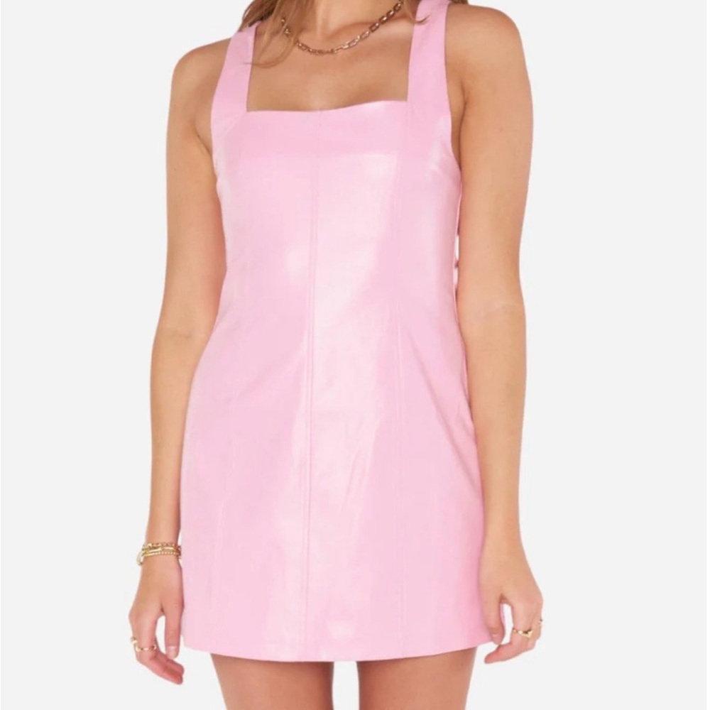 Show Me Your Mumu Pink Mini Dress Small NWT Faux Leather Square Neck